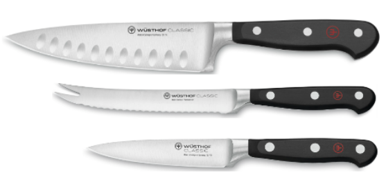 6" Chef knife, 5" Tomato knife and 4" Paring knife